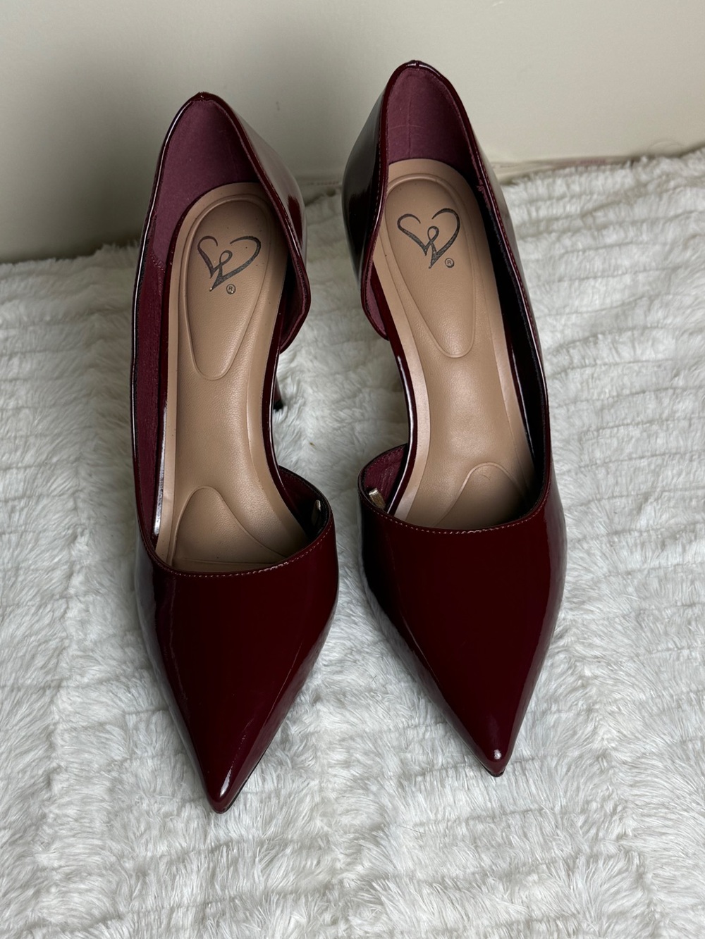 Pointed-Toe Patent Burgundy Women's Pumps